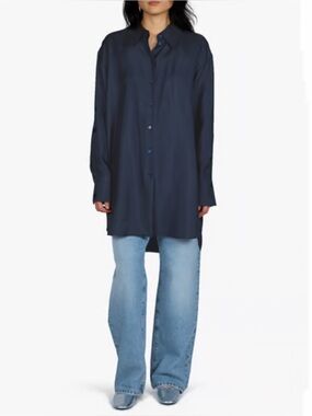 New w/ Tags Rohe Navy Oversized Silk Blouse size 38 / US 6